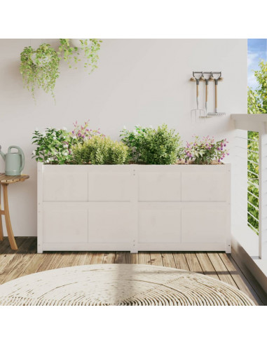 Fioriera da Giardino Bianca 150x50x70 cm Legno Massello di Pino