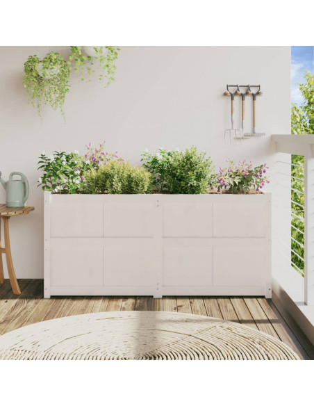 Fioriera da Giardino Bianca 150x50x70 cm Legno Massello di Pino