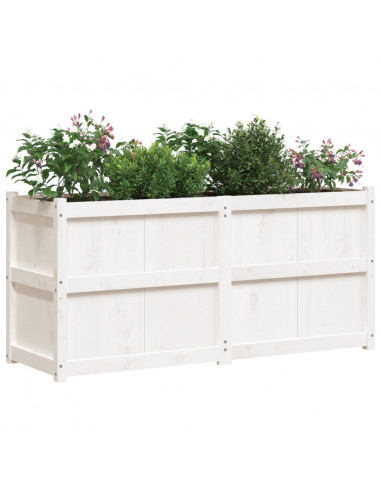 Fioriera da Giardino Bianca 150x50x70 cm Legno Massello di Pino