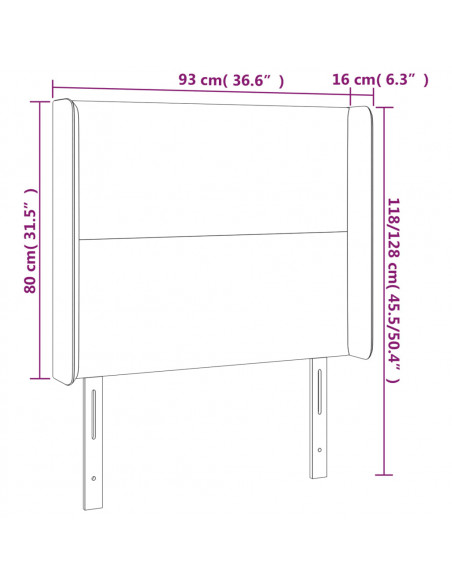 Testiera a LED Bianco 93x16x118/128 cm in Similpelle