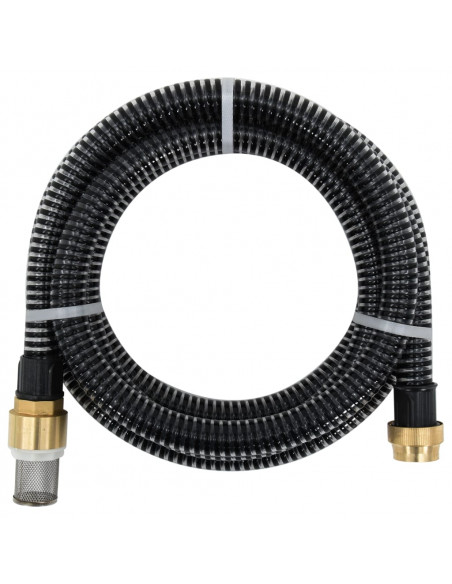 Tubo di Aspirazione con Raccordi in Ottone Nero 1,1" 7 m PVC