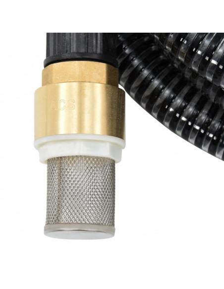 Tubo di Aspirazione con Raccordi in Ottone Nero 1,1" 7 m PVC
