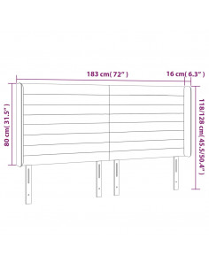 Testiera a LED Blu 183x16x118/128 cm in Tessuto