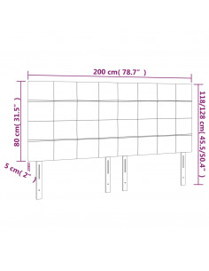 Testiera a LED blu 200x5x118/128cm in Tessuto