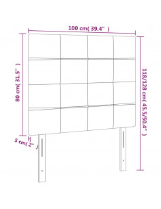 Testiera a LED Blu Scuro 100x5x118/128 cm in Velluto