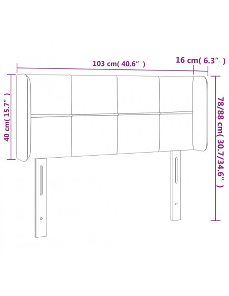 Testiera a LED Blu Scuro 103x16x78/88 cm in Velluto