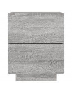 Comodino con Luci LED Grigio Sonoma in Legno Multistrato 2