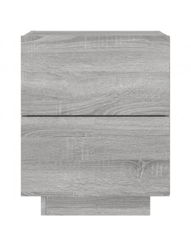 Comodino con Luci LED Grigio Sonoma in Legno Multistrato