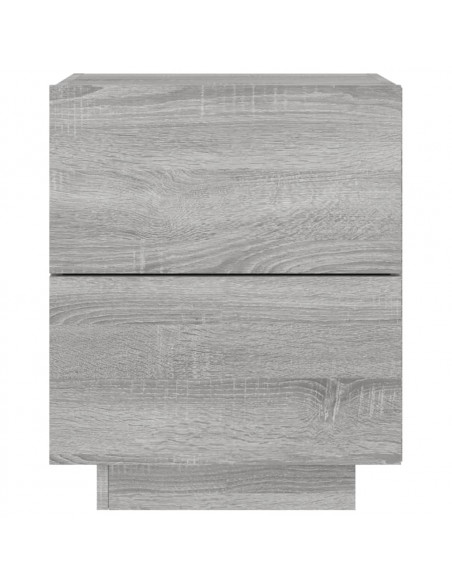 Comodino con Luci LED Grigio Sonoma in Legno Multistrato