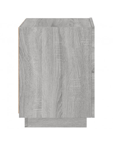 Comodino con Luci LED Grigio Sonoma in Legno Multistrato