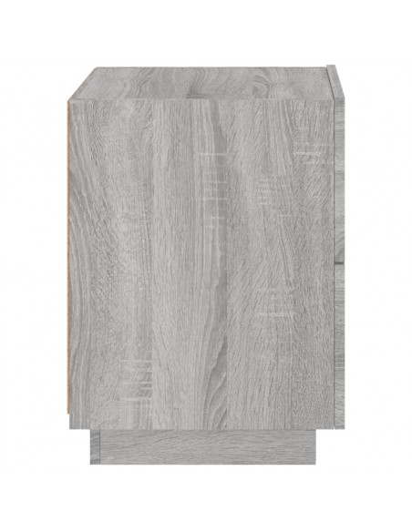 Comodino con Luci LED Grigio Sonoma in Legno Multistrato