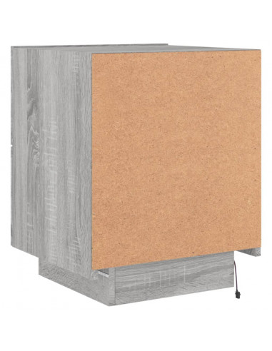 Comodino con Luci LED Grigio Sonoma in Legno Multistrato