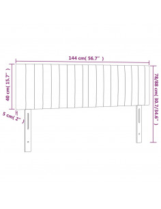 Testiera a LED Blu Scuro 144x5x78/88 cm in Velluto