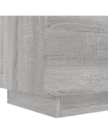 Comodino con Luci LED Grigio Sonoma in Legno Multistrato