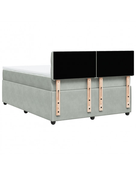 Giroletto a Molle con Materasso Grigio Chiaro 140x200cm Velluto