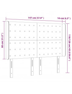 Testiera a LED Blu Scuro 147x16x118/128 cm in Velluto