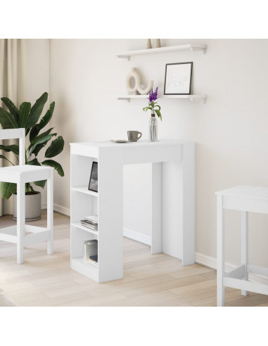 Tavolo Bar con Rastrelliera Bianco 95x47x103,5 cm Multistrato