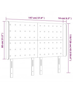 Testiera a LED Cappuccino 147x16x118/128 cm in Similpelle