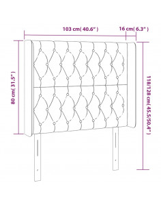Testiera a LED Crema 103x16x118/128 cm in Tessuto