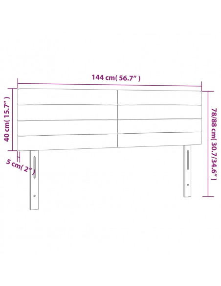 Testiera a LED Crema 144x5x78/88 cm in Tessuto