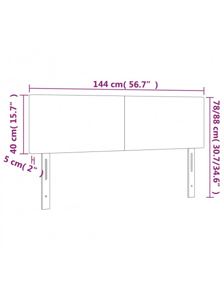 Testiera a LED Crema 144x5x78/88 cm in Tessuto