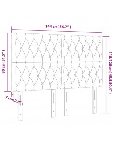 Testiera a LED Crema 144x7x118/128 cm in Tessuto