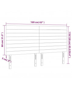 Testiera a LED Crema 160x5x118/128 cm in Tessuto