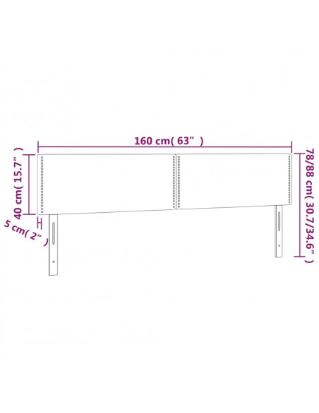 Testiera a LED Crema 160x5x78/88 cm in Tessuto