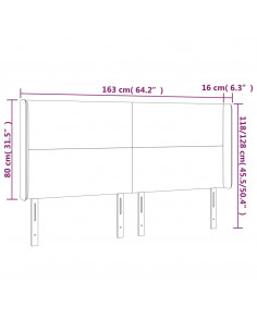 Testiera a LED Crema 163x16x118/128 cm in Tessuto