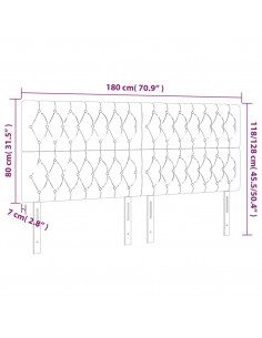 Testiera a LED Crema 180x7x118/128 cm in Tessuto