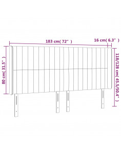 Testiera a LED Crema 183x16x118/128 cm in Tessuto