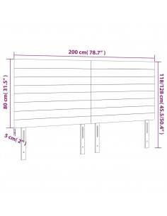 Testiera a LED crema 200x5x118/128cm in Tessuto