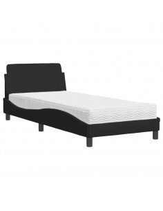 Letto con Materasso Nero 80x200 cm in Tessuto 2
