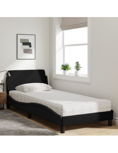 Letto con Materasso Nero 80x200 cm in Tessuto