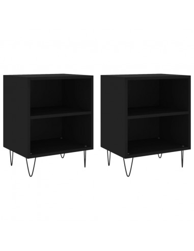 Comodini 2 pz Neri 40x30x50 cm in Legno Multistrato