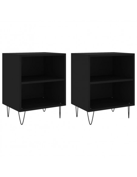 Comodini 2 pz Neri 40x30x50 cm in Legno Multistrato