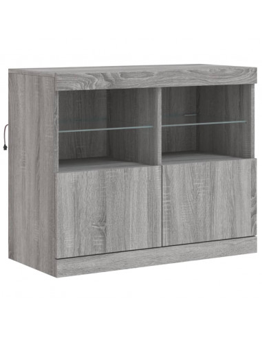 Credenza con Luci LED Grigio Sonoma 163x37x67 cm