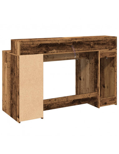 Scrivania con Luci LED Legno Antico 140x55x91 cm in Multistrato