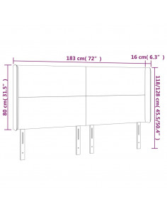 Testiera a LED Grigio 183x16x118/128 cm in Similpelle