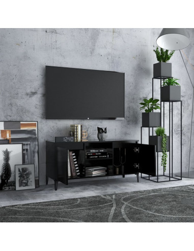 Mobile TV con Gambe in Metallo Nero 103,5x30x50 cm