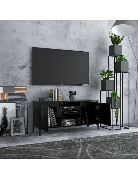Mobile TV con Gambe in Metallo Nero 103,5x30x50 cm