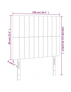 Testiera a LED Grigio Chiaro 100x5x118/128 cm in Velluto