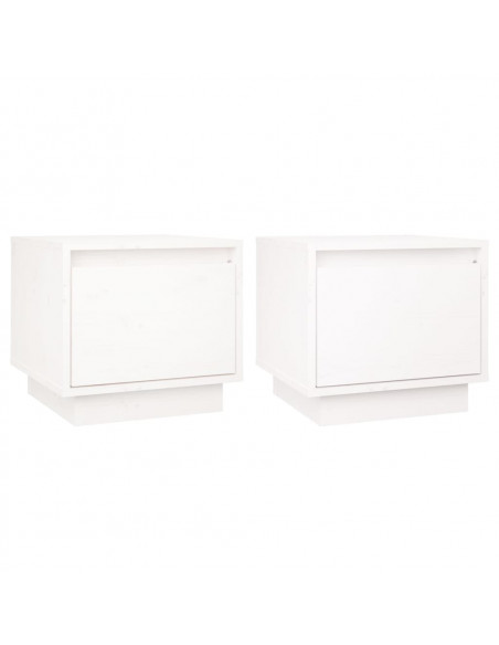 Comodini 2 pz Bianchi 35x34x32 cm in Legno Massello di Pino