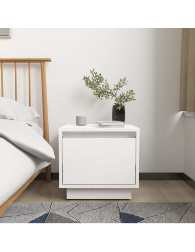 Comodini 2 pz Bianchi 35x34x32 cm in Legno Massello di Pino