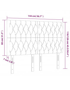 Testiera a LED Grigio Chiaro 144x7x118/128 cm in Tessuto