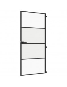 Porta Interni Sottile Nera 93x201,5cm Vetro Temperato Alluminio 2