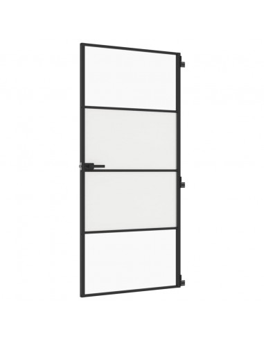 Porta Interni Sottile Nera 93x201,5cm Vetro Temperato Alluminio