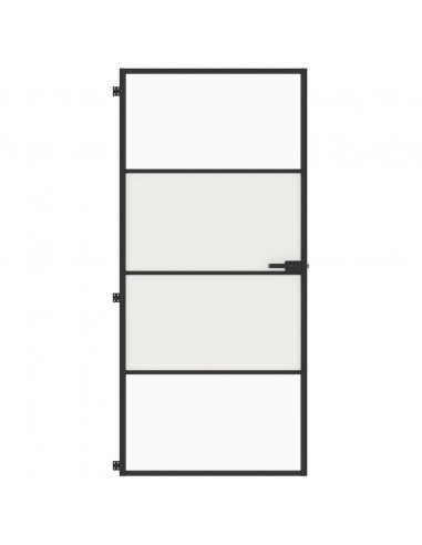 Porta Interni Sottile Nera 93x201,5cm Vetro Temperato Alluminio