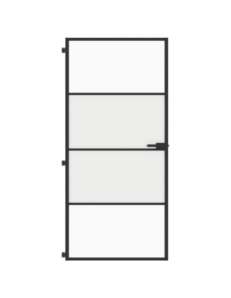 Porta Interni Sottile Nera 93x201,5cm Vetro Temperato Alluminio