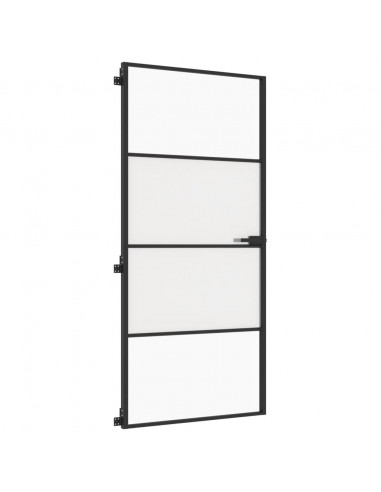 Porta Interni Sottile Nera 93x201,5cm Vetro Temperato Alluminio